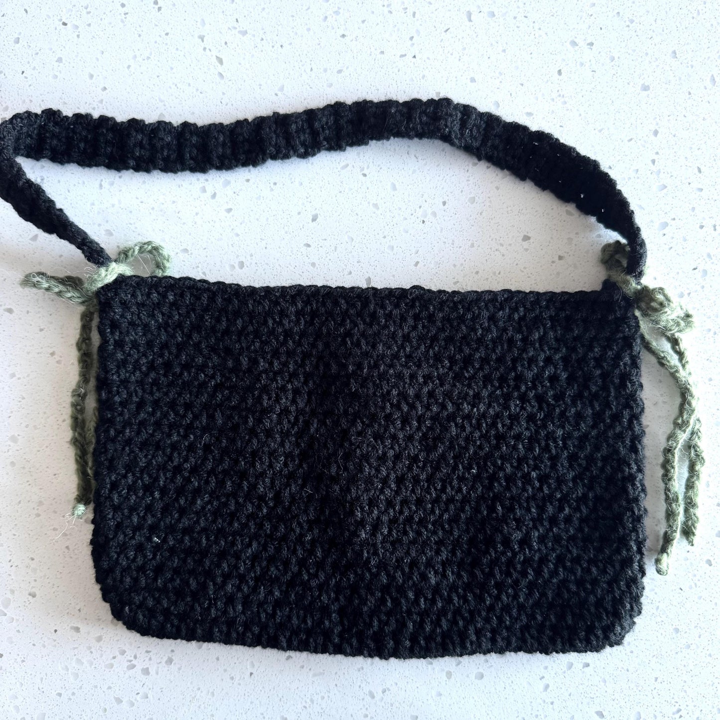 Black & Green Crochet Shoulder Bag