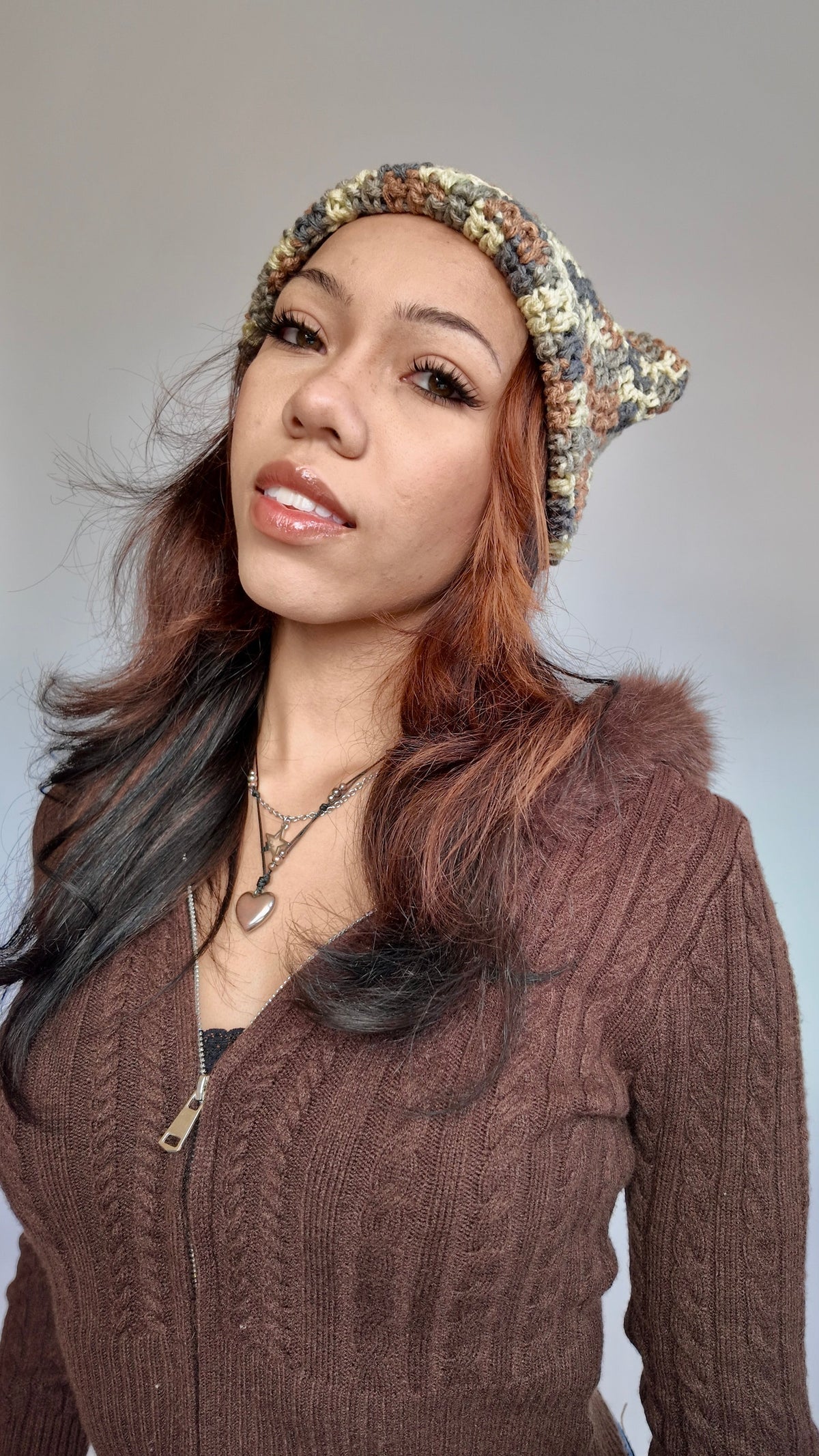 TAN SPECKLED CAT EAR BEANIE