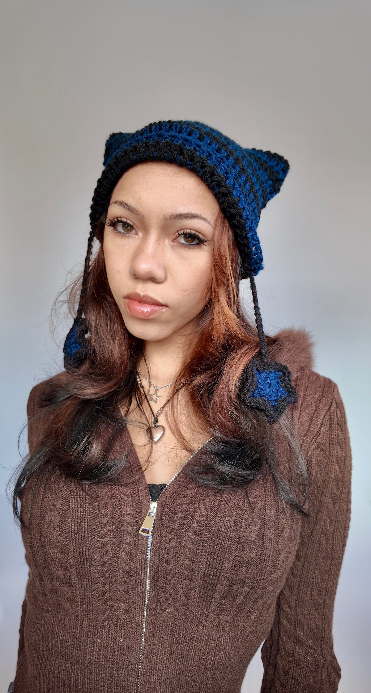 BLUE STAR CAT EAR BEANIE