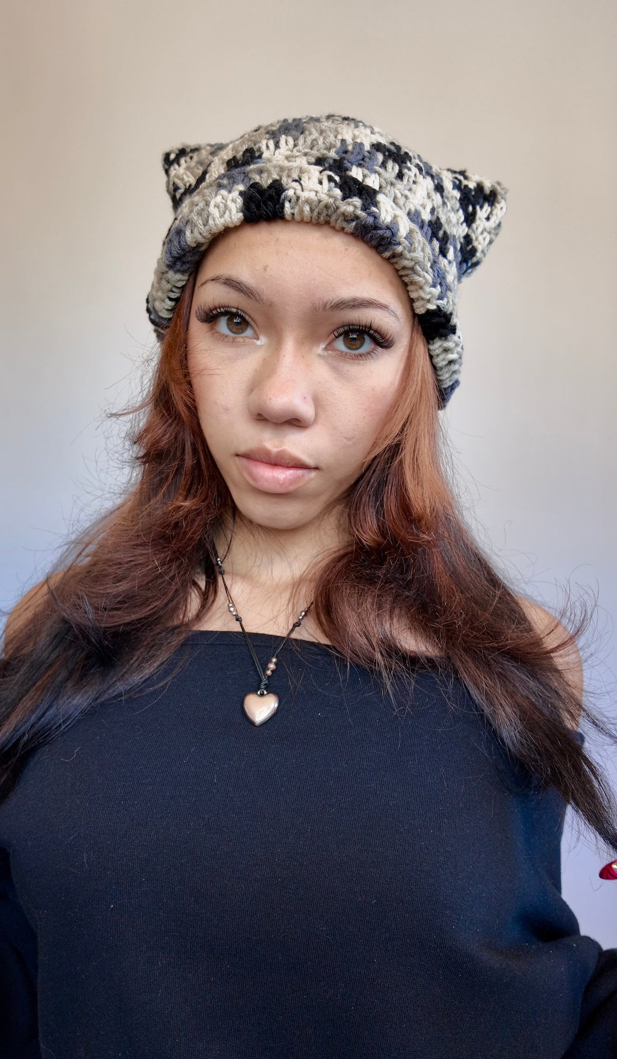 GREY SPECKLED CAT EAR BEANIE