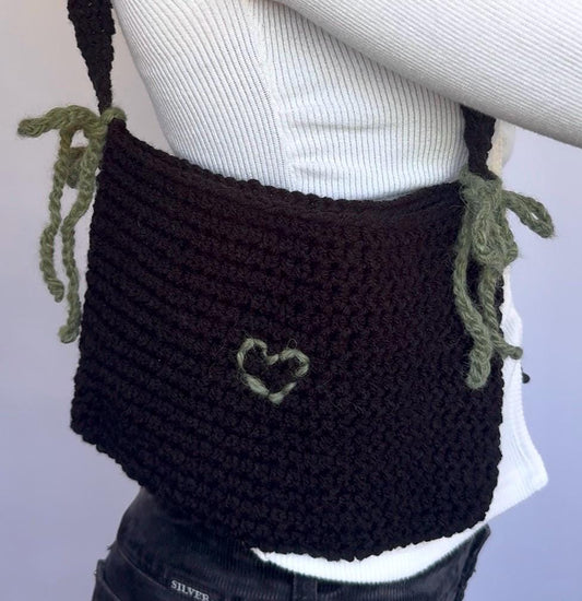 Black & Green Crochet Shoulder Bag