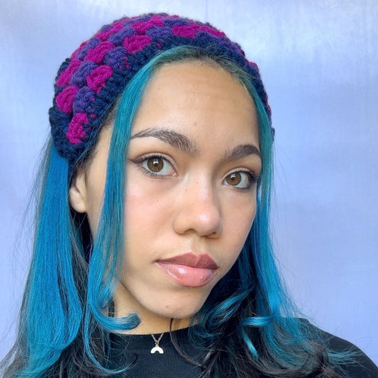 Purple Crochet Bandana Headband