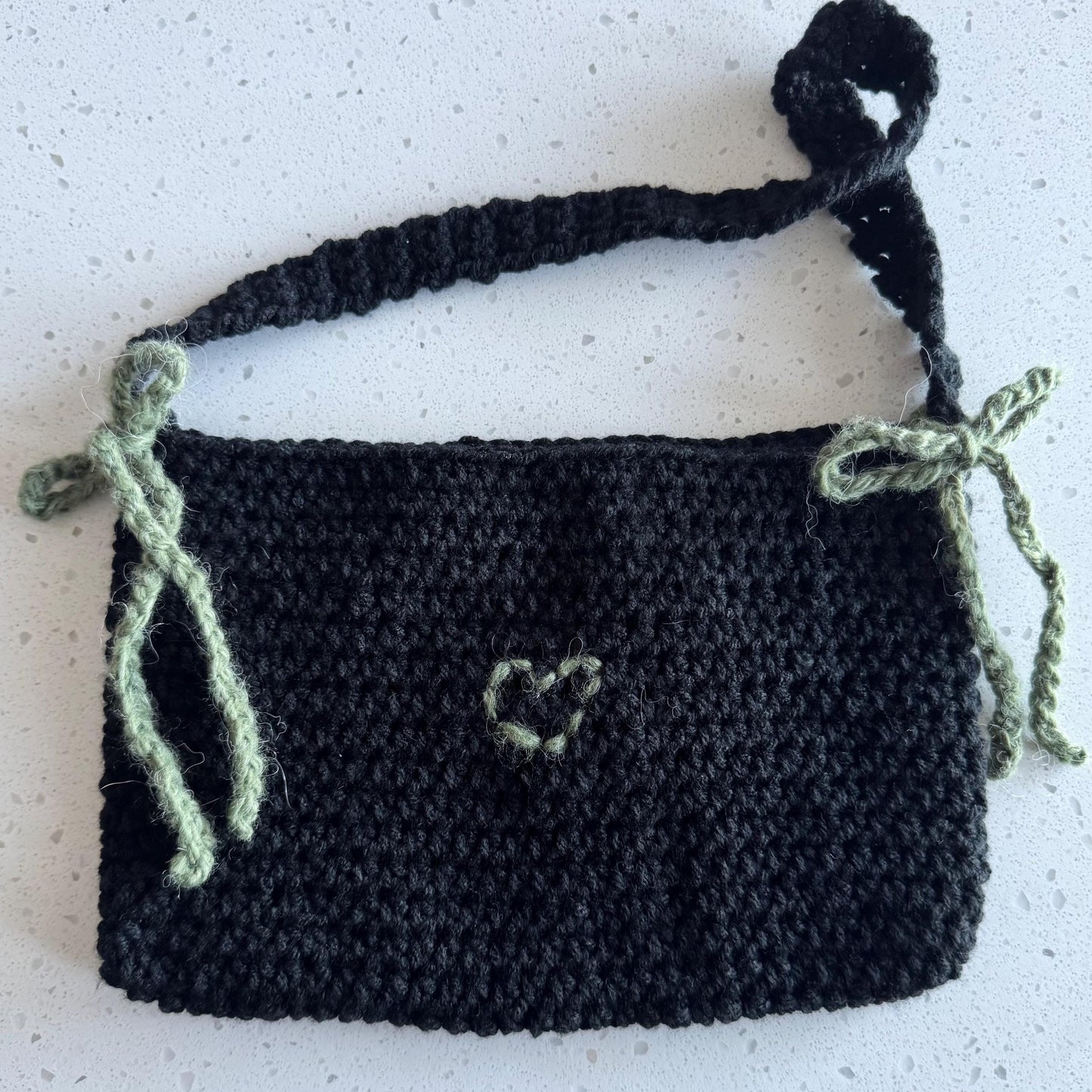 Black & Green Crochet Shoulder Bag
