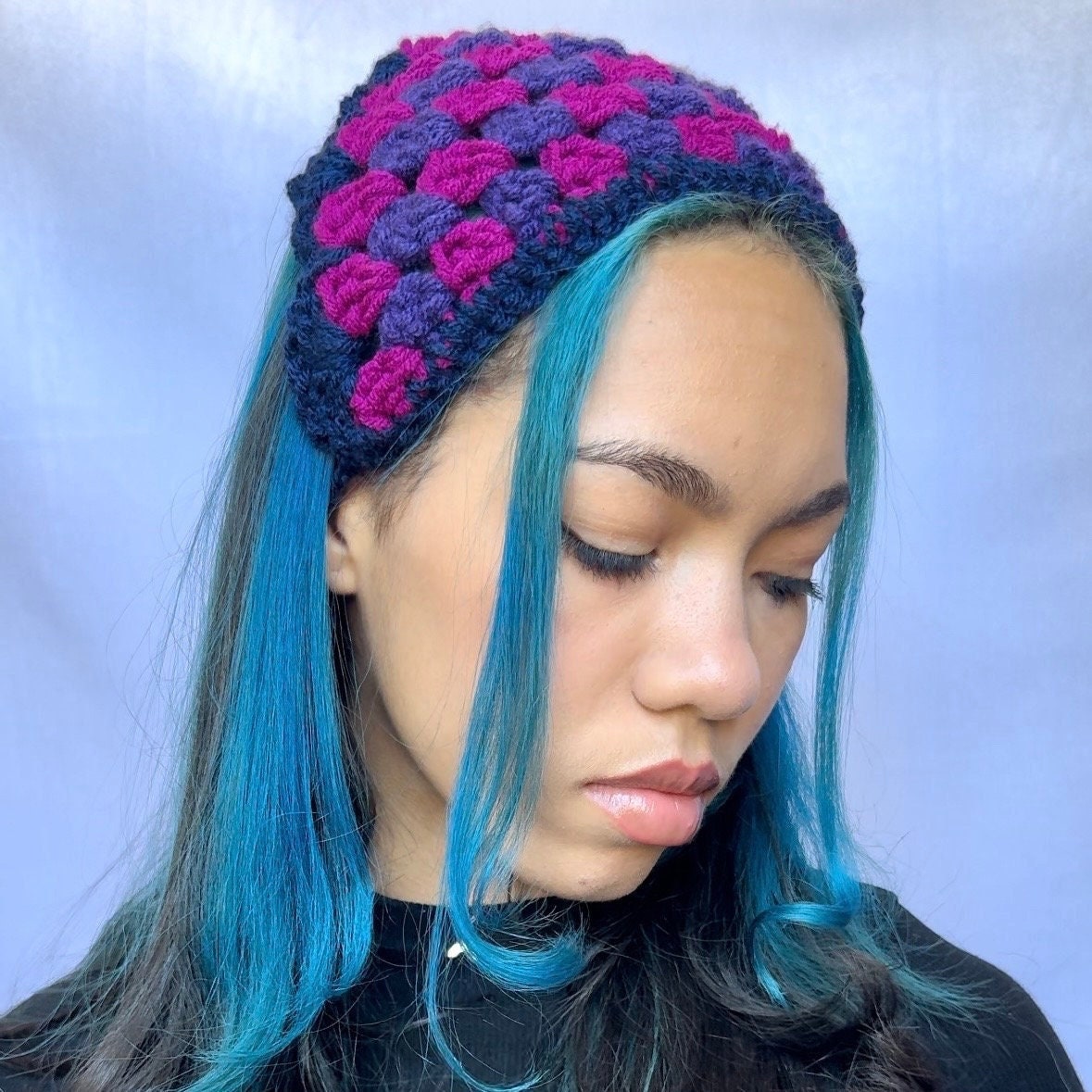 Purple Crochet Bandana Headband