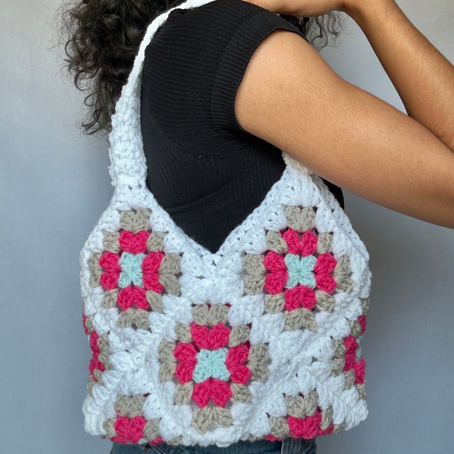 Crochet Granny Square Tote Bag