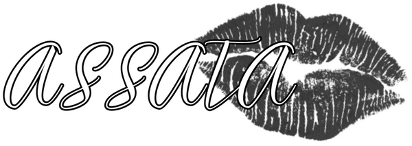 Black lipstick mark with 'ASSATA' text on a white background