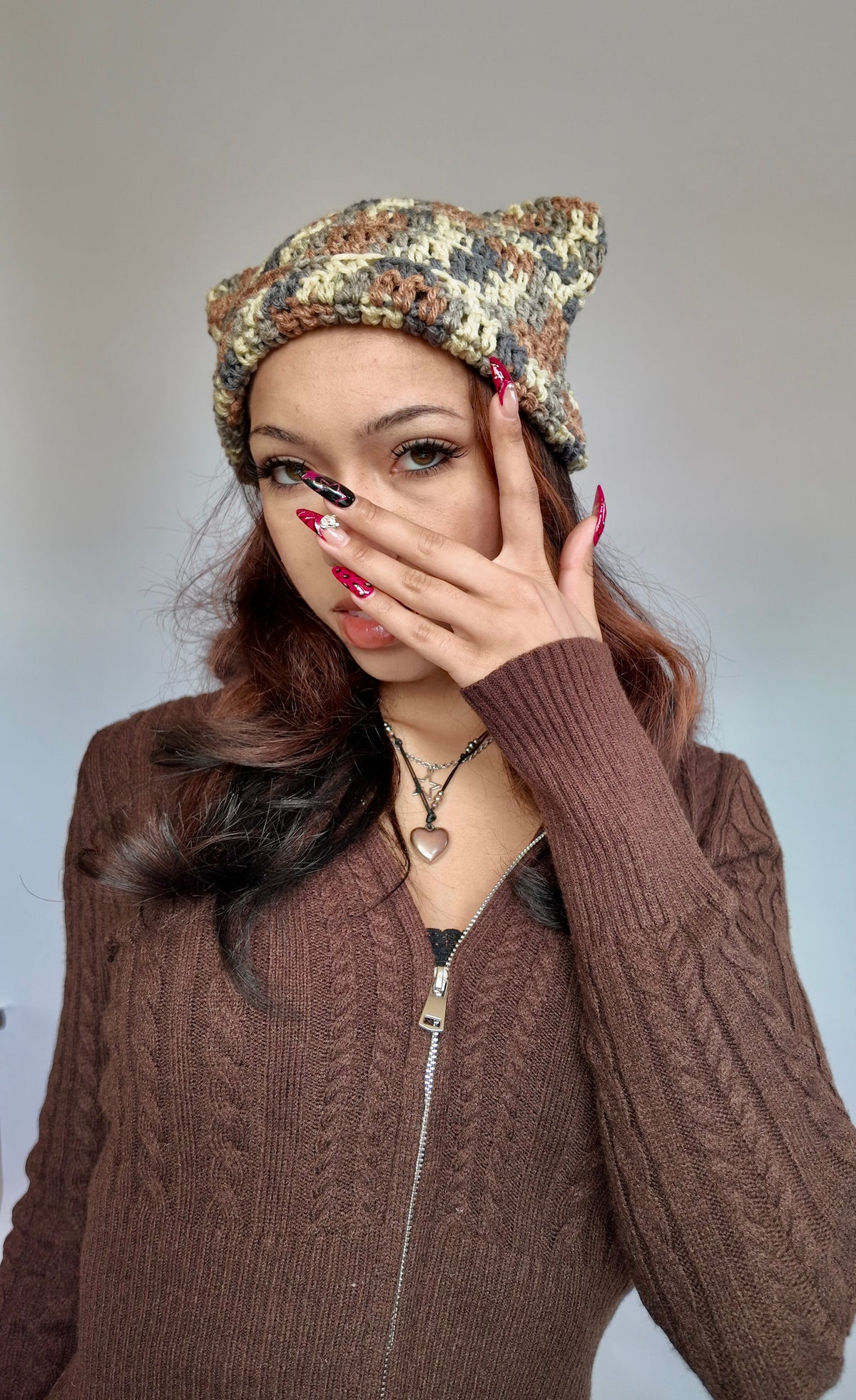 TAN SPECKLED CAT EAR BEANIE