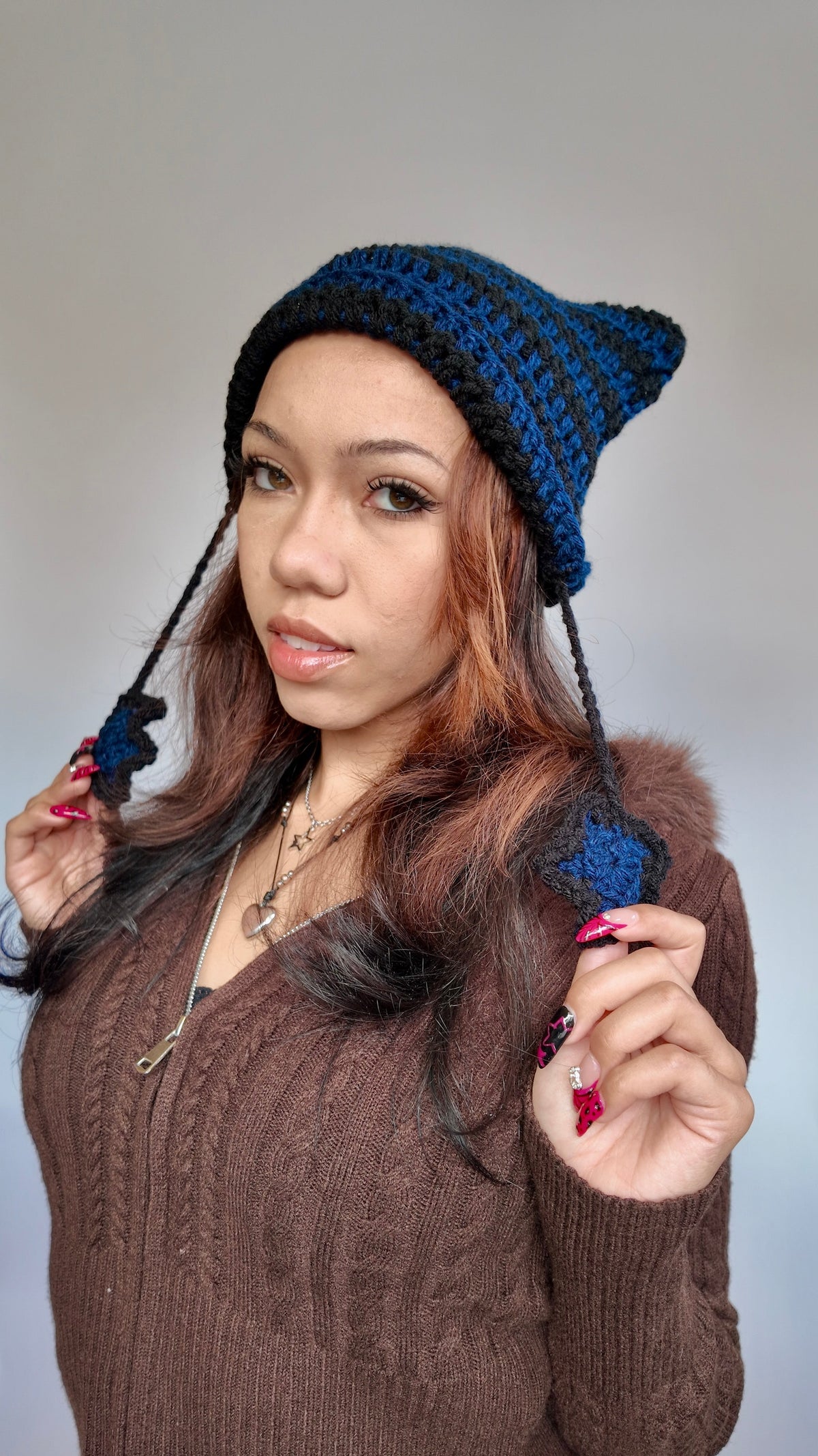 BLUE STAR CAT EAR BEANIE