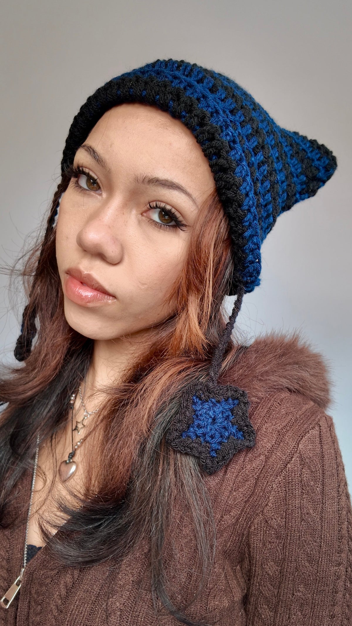 BLUE STAR CAT EAR BEANIE