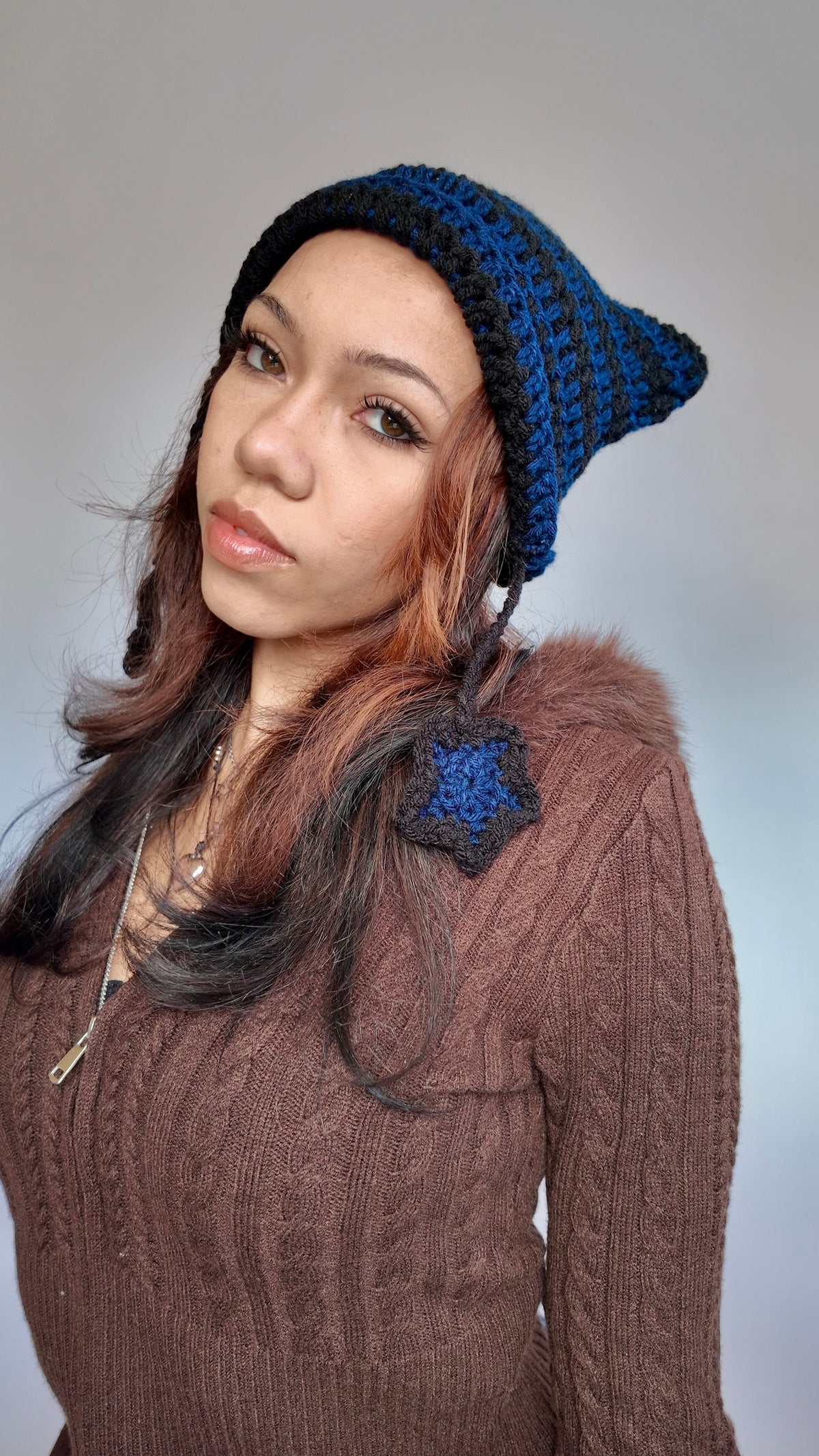 BLUE STAR CAT EAR BEANIE
