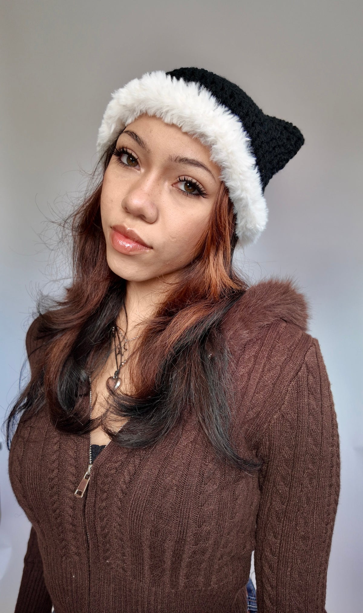 BLACK FUR CAT EAR BEANIE