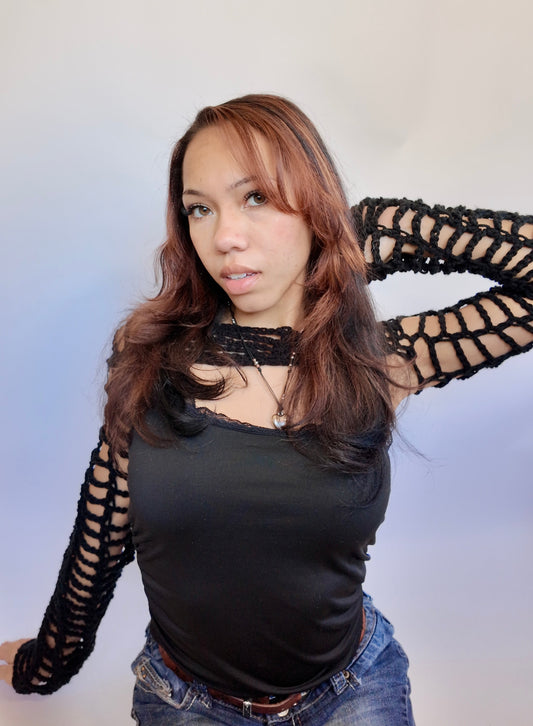 BLACK FISHNET BOLERO