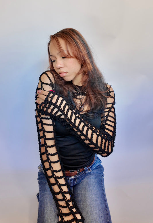 BLACK FISHNET BOLERO