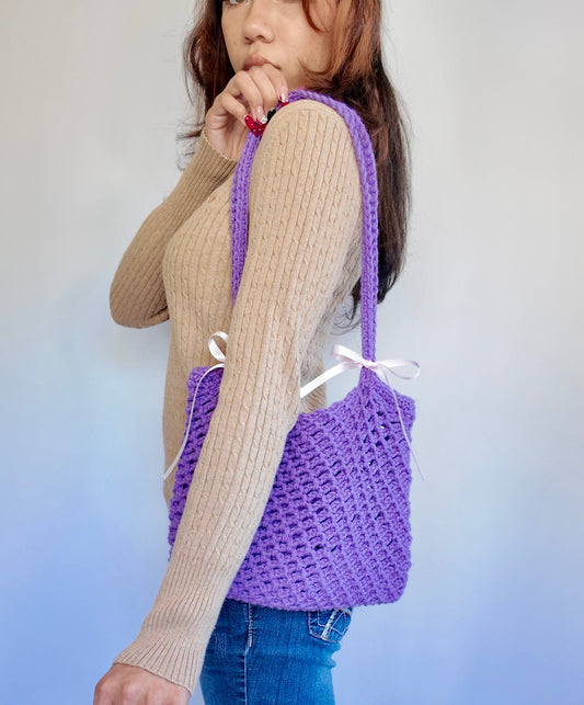 LAVENDER CROCHET TOTE BAG